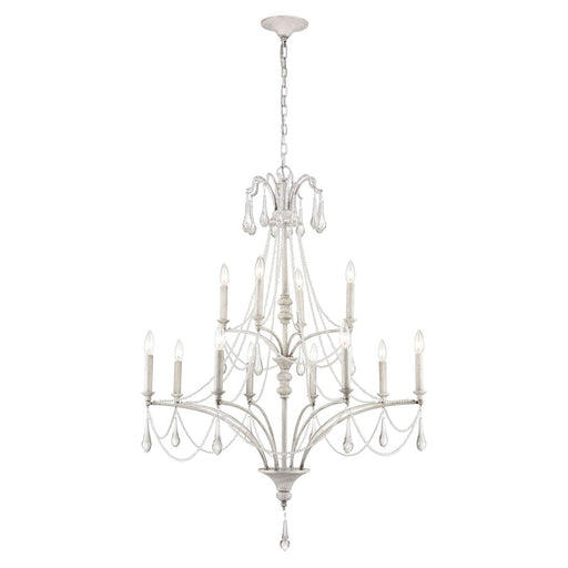 Atlas Lighting French Parlor 36''W 12Lt Chandelier, Vintage White
