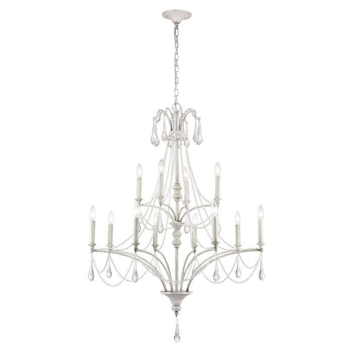 Atlas Lighting French Parlor 36''W 12Lt Chandelier, Vintage White
