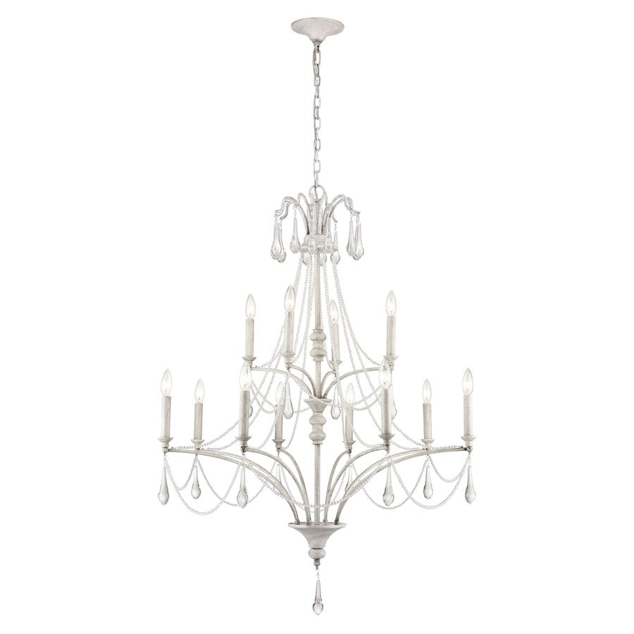 Atlas Lighting French Parlor 36''W 12Lt Chandelier, Vintage White