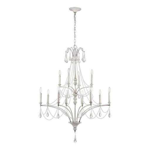 Atlas Lighting French Parlor 36''W 12Lt Chandelier, Vintage White