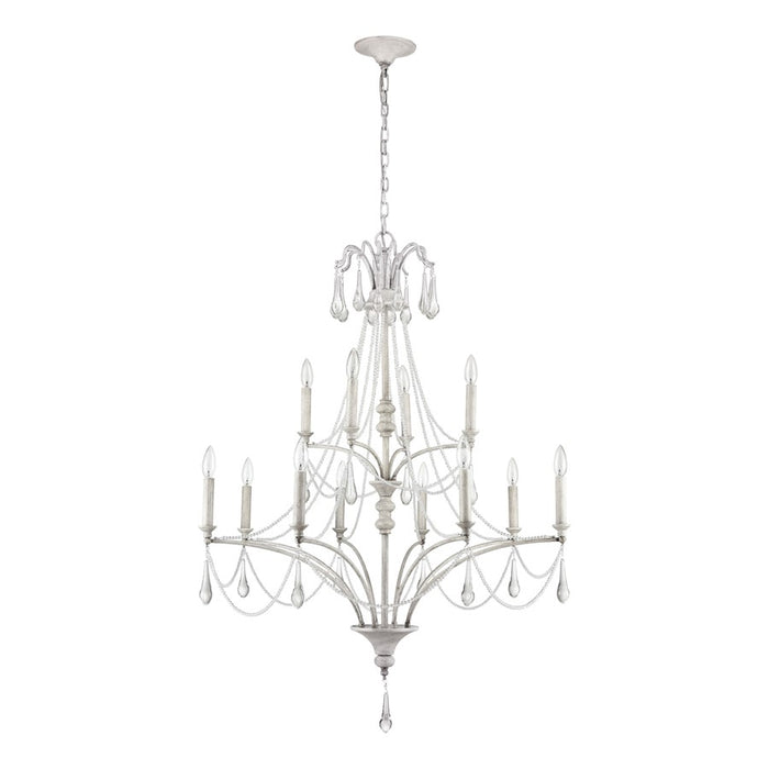Atlas Lighting French Parlor 36''W 12Lt Chandelier, Vintage White