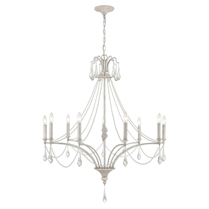 Atlas Lighting French Parlor 38''W 9Lt Chandelier, Vintage White