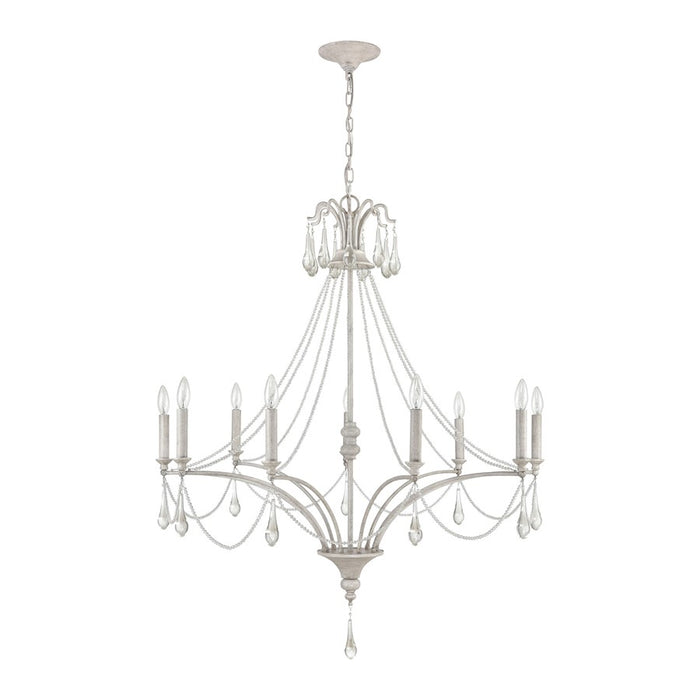 Atlas Lighting French Parlor 38''W 9Lt Chandelier, Vintage White