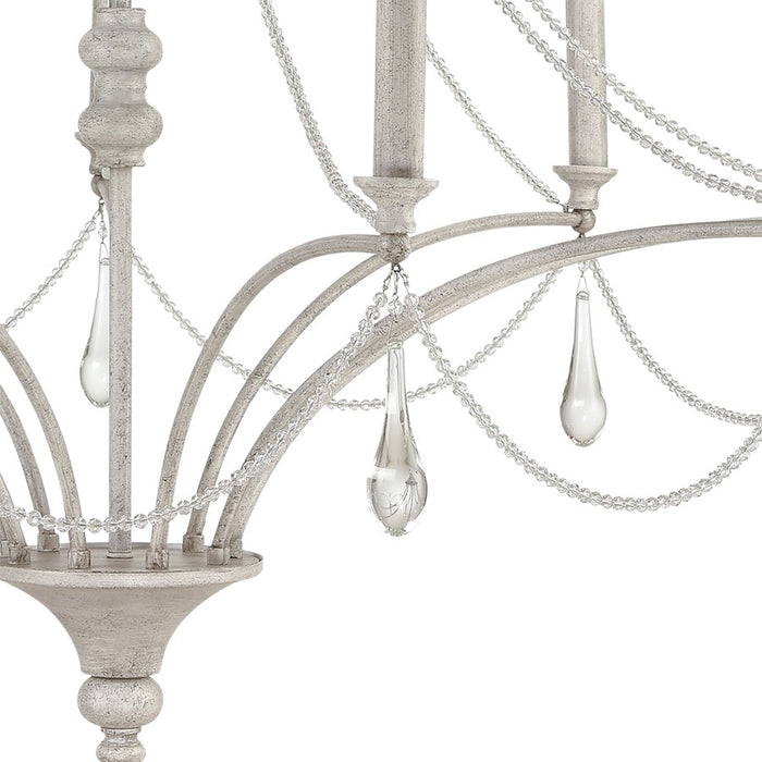 Atlas Lighting French Parlor 38''W 9Lt Chandelier, Vintage White