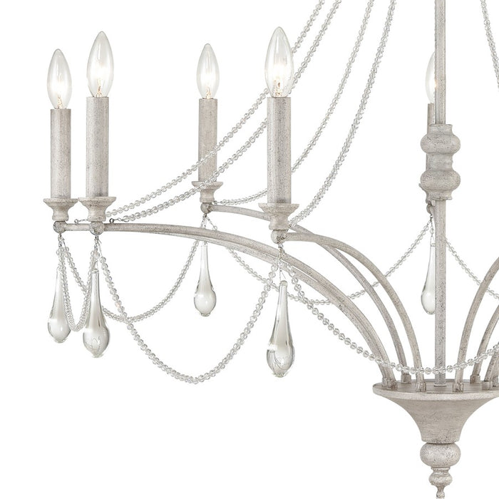 Atlas Lighting French Parlor 38''W 9Lt Chandelier, Vintage White