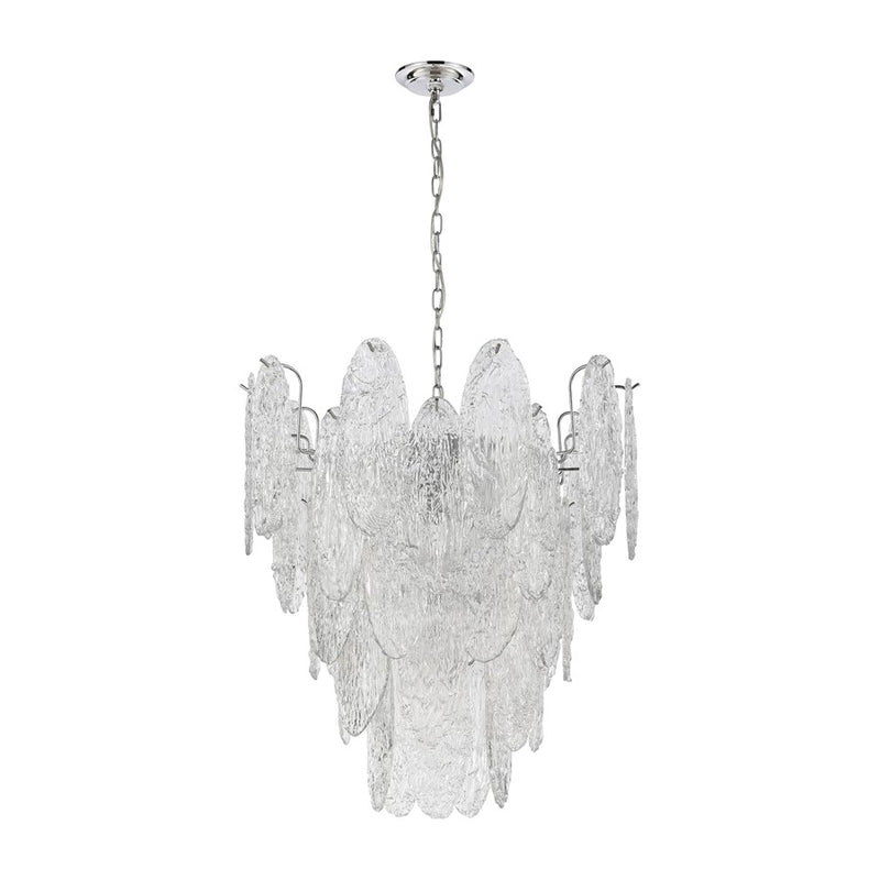 Atlas Lighting Frozen Cascade 26in 9-Light Chandelier | Traditional Polished Chrome and Clear Textured Glass | Dining Room | Model CL11188-CH