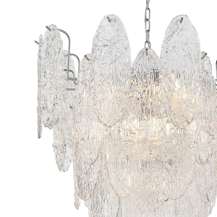 Atlas Lighting Frozen Cascade 26''W 9Lt Chandelier, Chrome/Clear