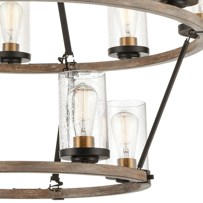 Atlas Lighting Geringer 36'' Wide 12Lt Chandelier, Charcoal/Clear