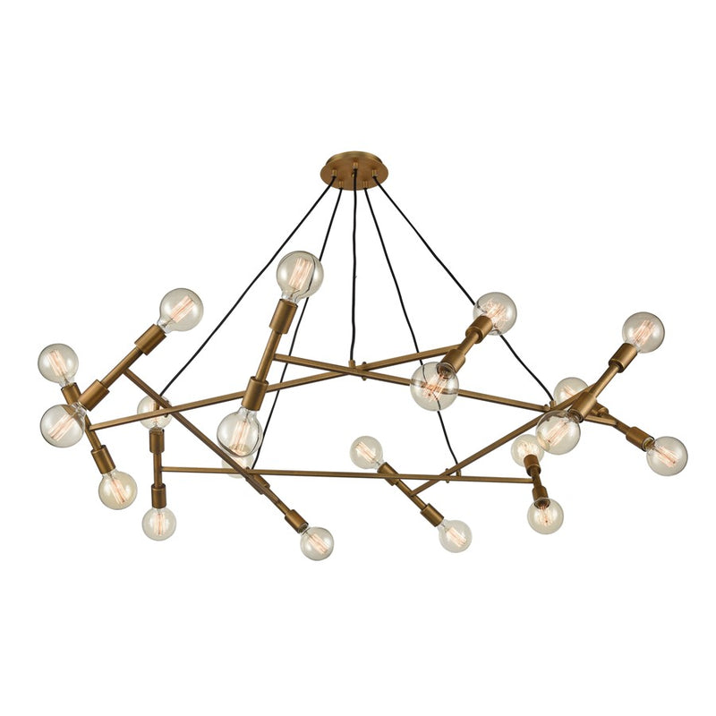 Atlas Lighting Guesting 54in 20-Light Chandelier | Transitional Antique Brass Metal | Entryway & Reception Area | 54 x 54 x 8 in | Model CL11193-BS