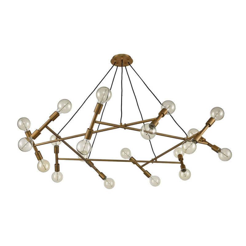 Atlas Lighting Guesting 54in 20-Light Chandelier | Transitional Antique Brass Metal | Entryway & Reception Area | 54 x 54 x 8 in | Model CL11193-BS