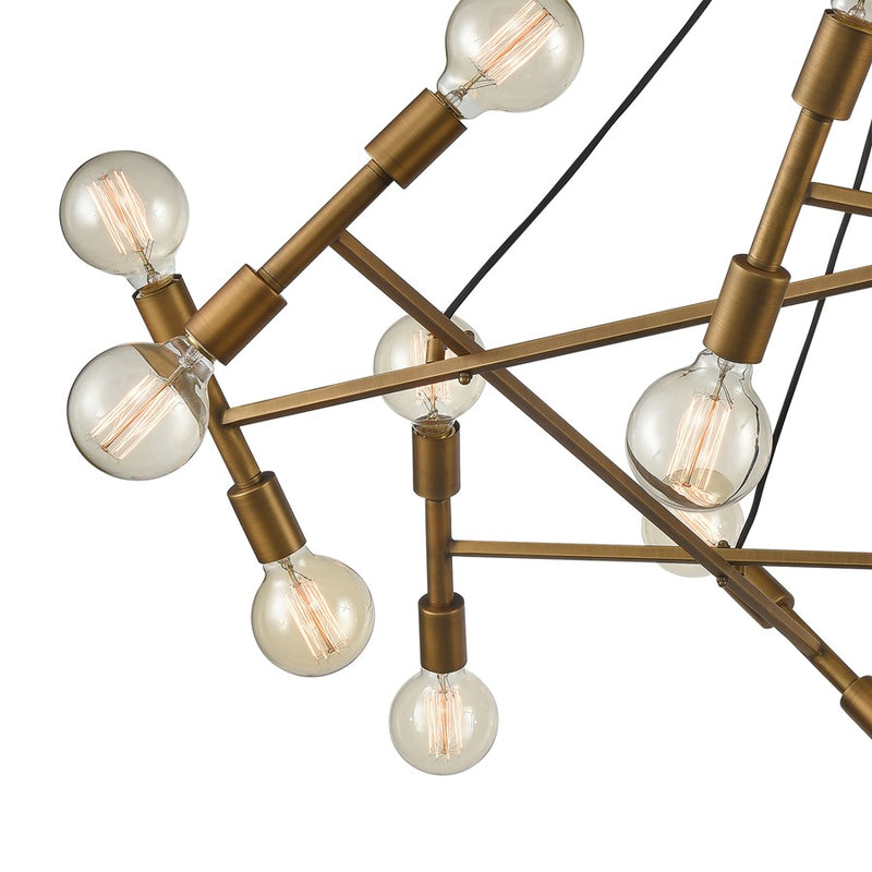 Atlas Lighting Guesting 54'' Wide 20Lt Chandelier, Antique Brass