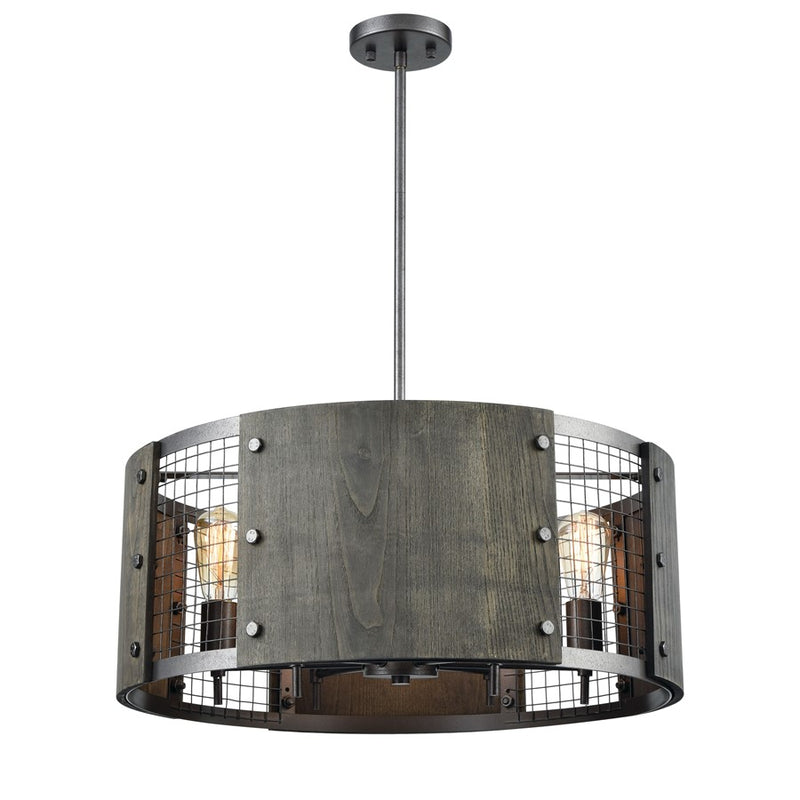 Atlas Lighting Halstead 24'' Wide 6Lt Chandelier, Ash Gray/Brown