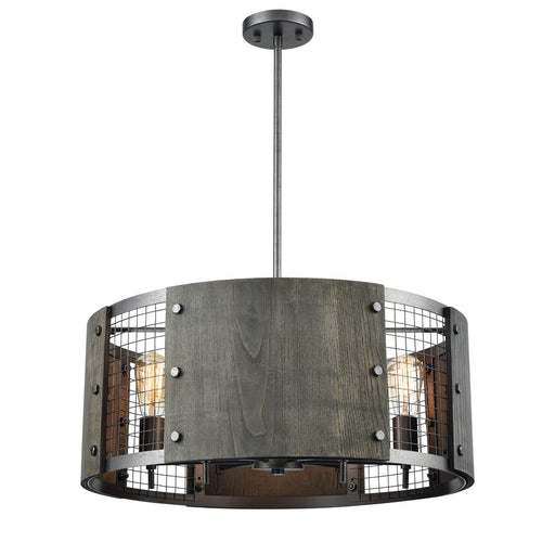Atlas Lighting Halstead 24'' Wide 6Lt Chandelier, Ash Gray/Brown