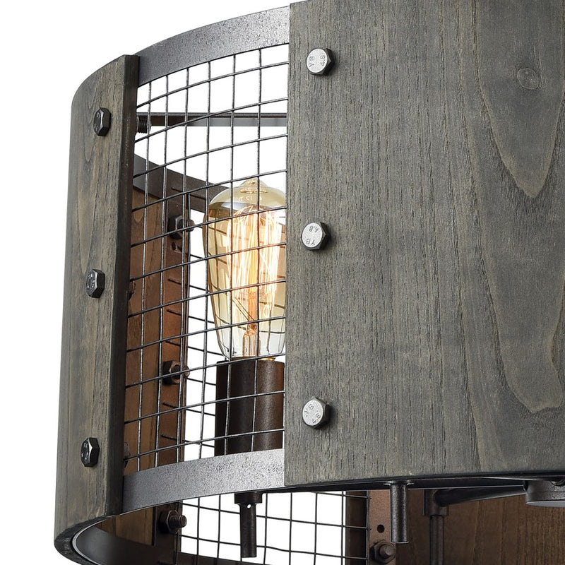 Atlas Lighting Halstead 24in 6-Light Chandelier | Transitional Ash Gray Wood and Dark Graphite Metal | Dining Room & Kitchen | Model CL11194-GY