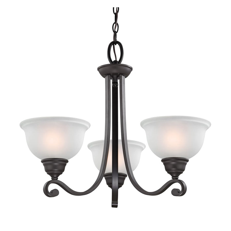 Atlas Lighting Hamilton 25in 3-Light Chandelier | Traditional Oil Rubbed Bronze and White Glass | Dining Room & Kitchen Island | Model CL11195-BZ