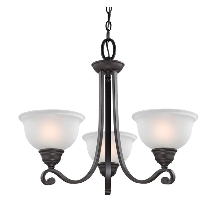 Atlas Lighting Hamilton 25''W 3Lt Chandelier, Bronze/White Glass