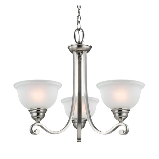 Atlas Lighting Hamilton 25''W 3Lt Chandelier, Nickel/White Glass - CL11195-NK