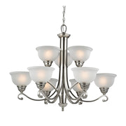 Atlas Lighting Hamilton 36''W 9Lt Chandelier, Nickel/White Glass - CL11196-NK