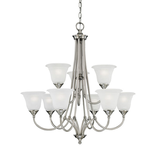 Atlas Lighting Harmony 31'' Wide 9Lt Chandelier, Satin Pewter/White