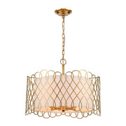 Atlas Lighting Harp Lane 21''W 4Lt Chandelier, Satin Brass/White - CL11198-BS