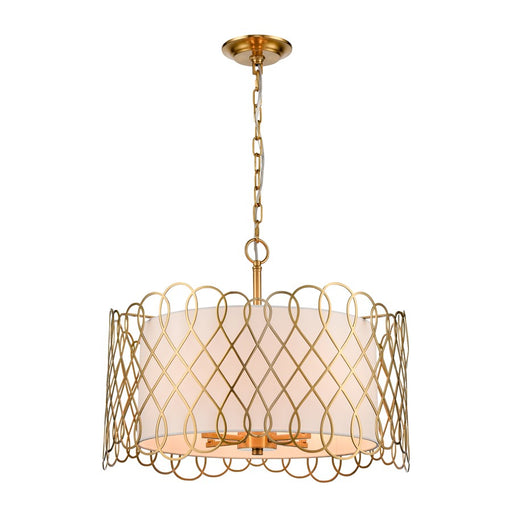Atlas Lighting Harp Lane 21''W 4Lt Chandelier, Satin Brass/White - CL11198-BS
