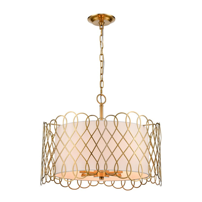 Atlas Lighting Harp Lane 21''W 4Lt Chandelier, Satin Brass/White - CL11198-BS