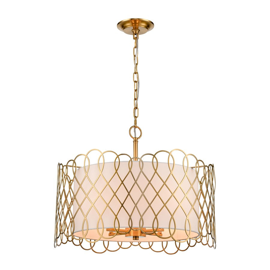 Atlas Lighting Harp Lane 21''W 4Lt Chandelier, Satin Brass/White - CL11198-BS