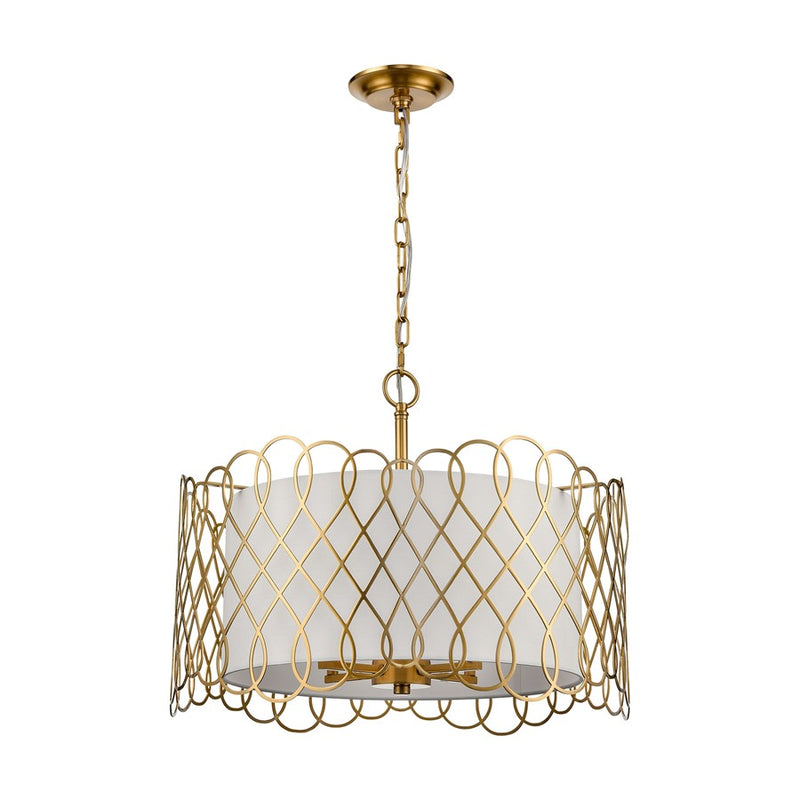 Atlas Lighting Harp Lane 21''W 4Lt Chandelier, Satin Brass/White