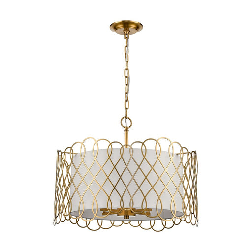 Atlas Lighting Harp Lane 21''W 4Lt Chandelier, Satin Brass/White