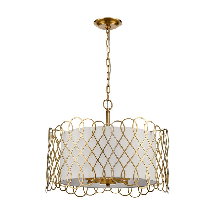 Atlas Lighting Harp Lane 21''W 4Lt Chandelier, Satin Brass/White