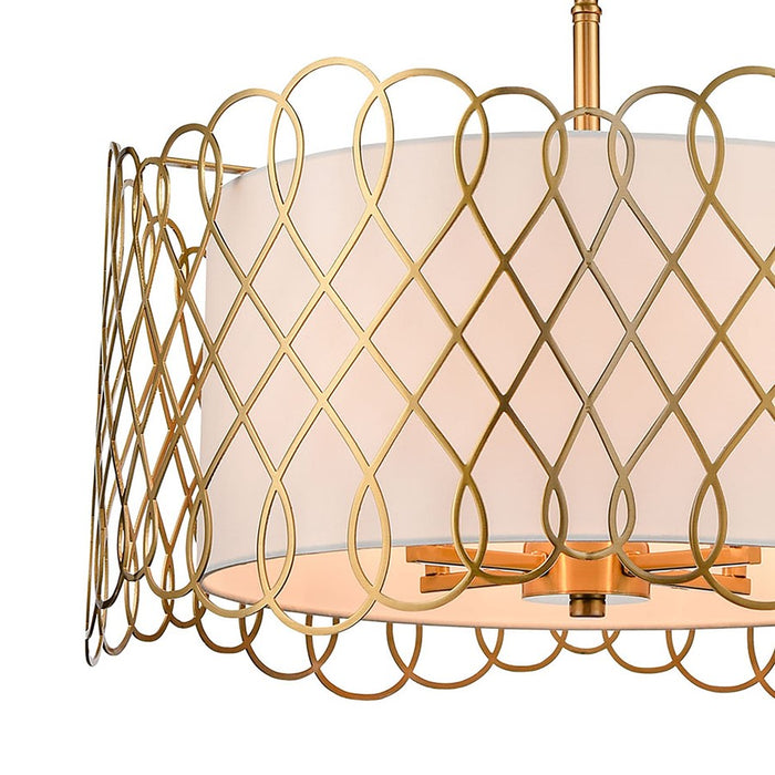 Atlas Lighting Harp Lane 21''W 4Lt Chandelier, Satin Brass/White