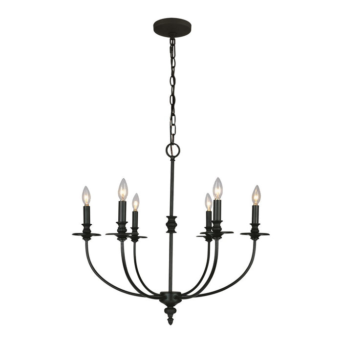 Atlas Lighting Hartford 25'' Wide 6Lt Chandelier, Oil Rubbed Bronze