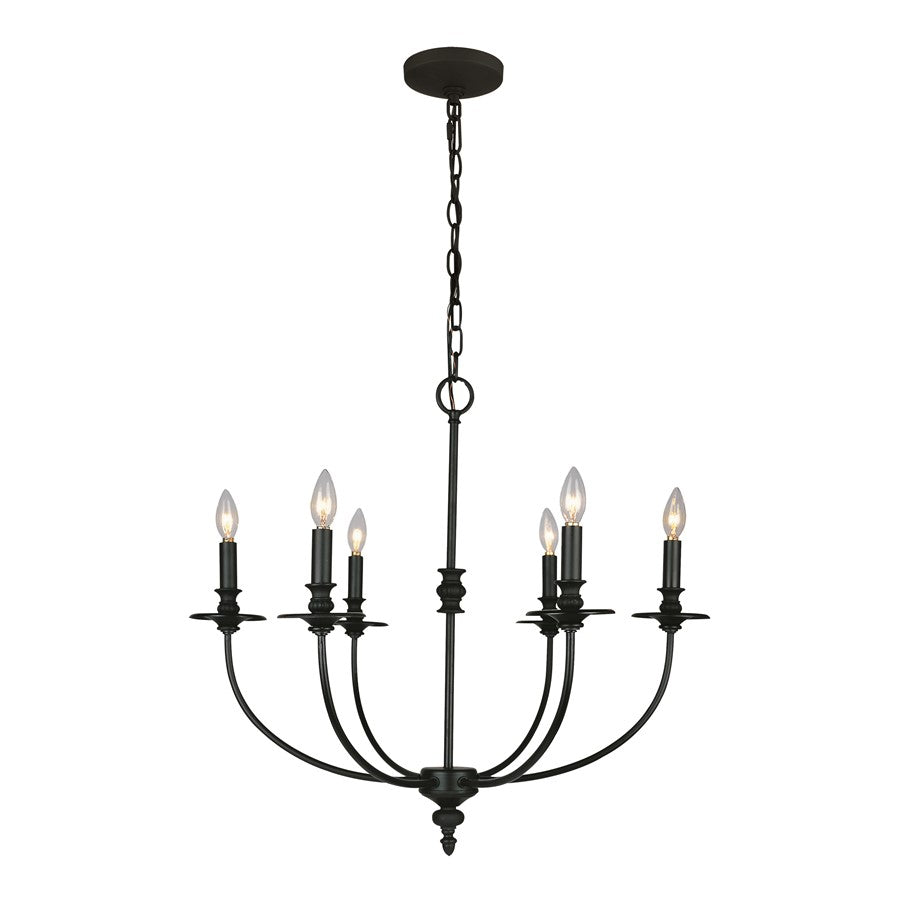 Atlas Lighting Hartford 25'' Wide 6Lt Chandelier, Oil Rubbed Bronze