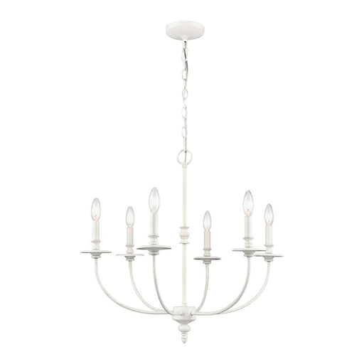 Atlas Lighting Hartford 25'' Wide 6Lt Chandelier, Farmhouse White