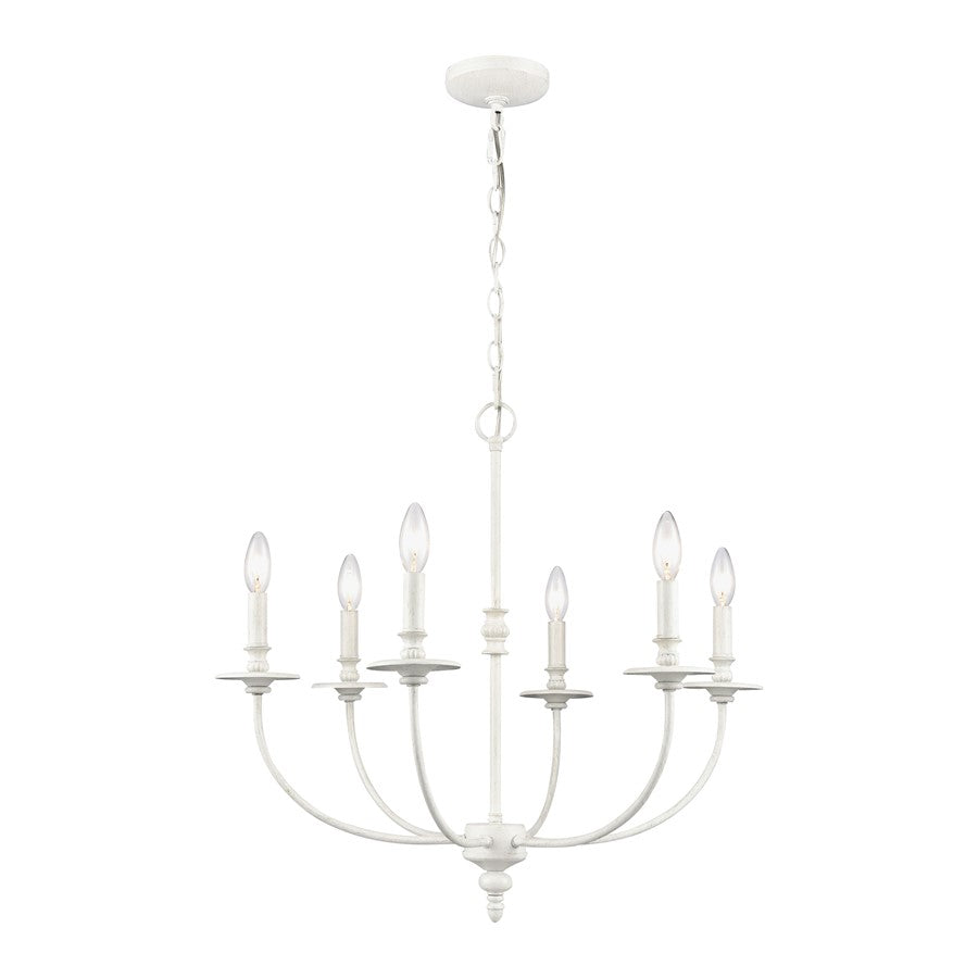 Atlas Lighting Hartford 25'' Wide 6Lt Chandelier, Farmhouse White