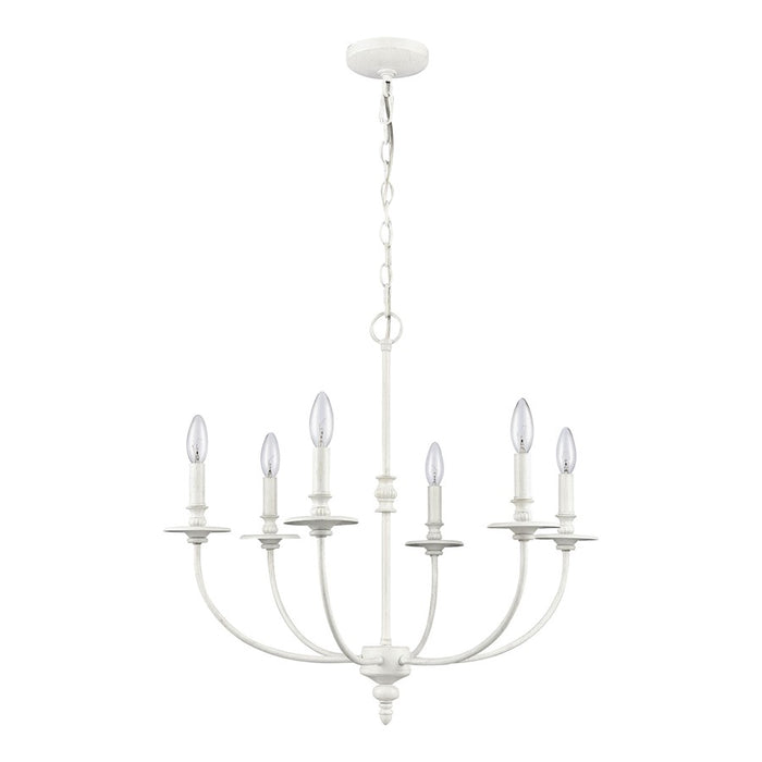 Atlas Lighting Hartford 25'' Wide 6Lt Chandelier, Farmhouse White