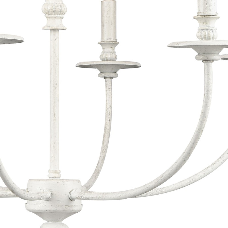 Atlas Lighting Hartford 25in 6-Light Chandelier | Traditional Farmhouse White Metal | Dining Room & Living Room | 25 x 25 x 24 in | Model CL11199-WH