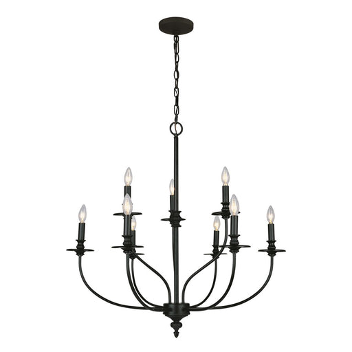 Atlas Lighting Hartford 29'' Wide 9Lt Chandelier, Oil Rubbed Bronze