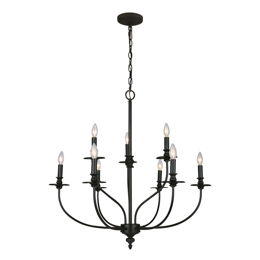 Atlas Lighting Hartford 29'' Wide 9Lt Chandelier, Oil Rubbed Bronze