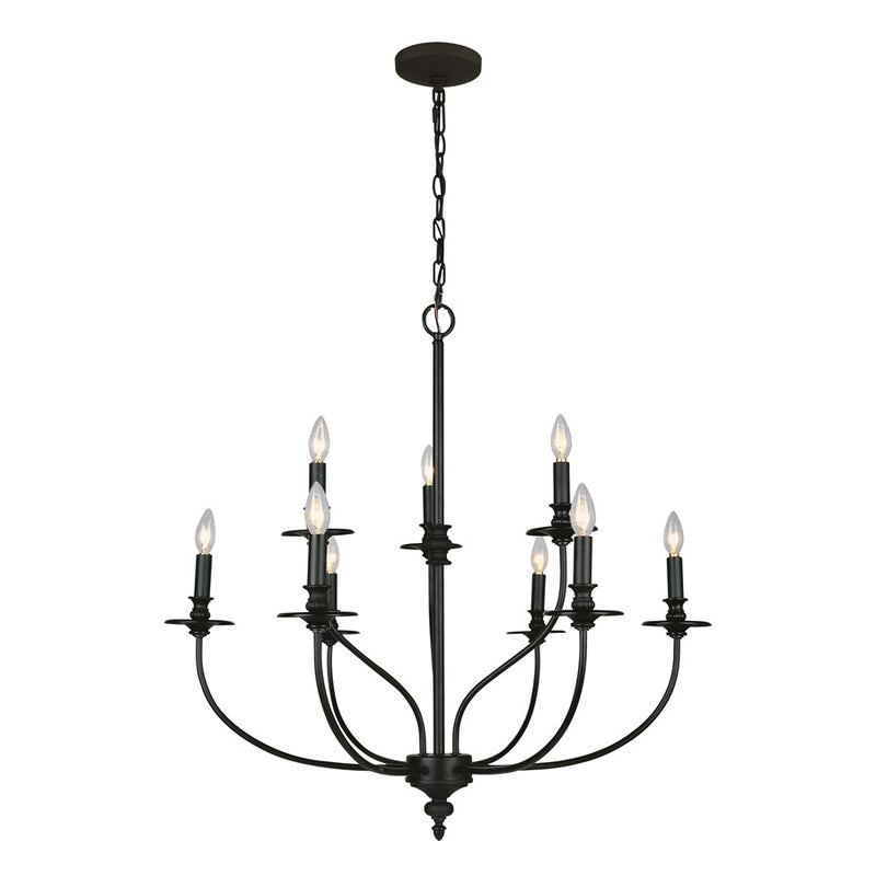 Atlas Lighting Hartford 29in 9-Light Chandelier | Traditional Oil Rubbed Bronze Metal | Dining Room & Living Room | 29 x 29 x 28 in | Model CL11200-BZ