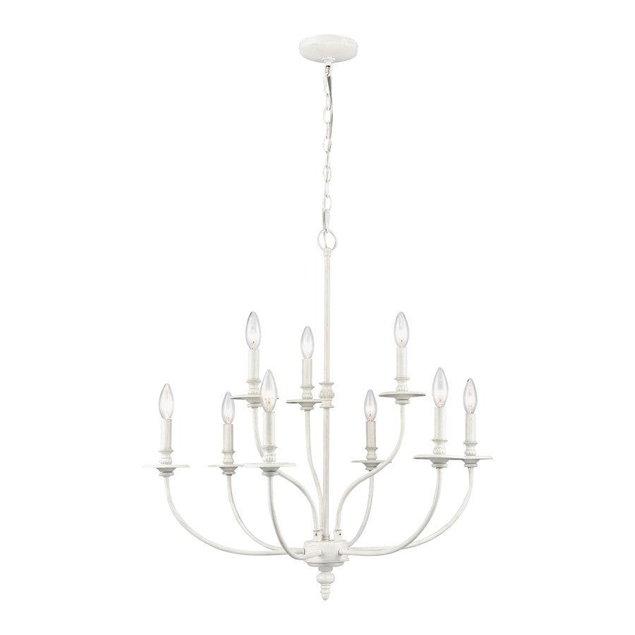 Atlas Lighting Hartford 29'' Wide 9Lt Chandelier, Farmhouse White