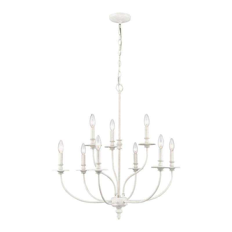 Atlas Lighting Hartford 29in 9-Light Chandelier | Farmhouse White Metal | Dining Room & Living Room | 29 x 29 x 28 in | Model CL11200-WH
