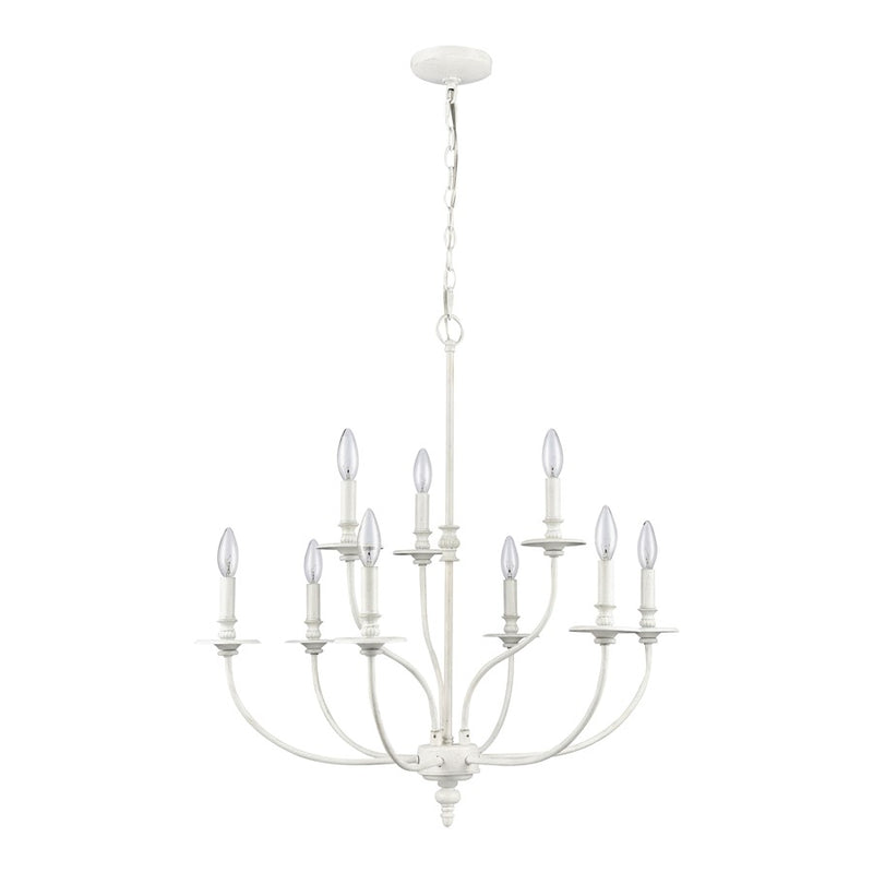Atlas Lighting Hartford 29in 9-Light Chandelier | Farmhouse White Metal | Dining Room & Living Room | 29 x 29 x 28 in | Model CL11200-WH