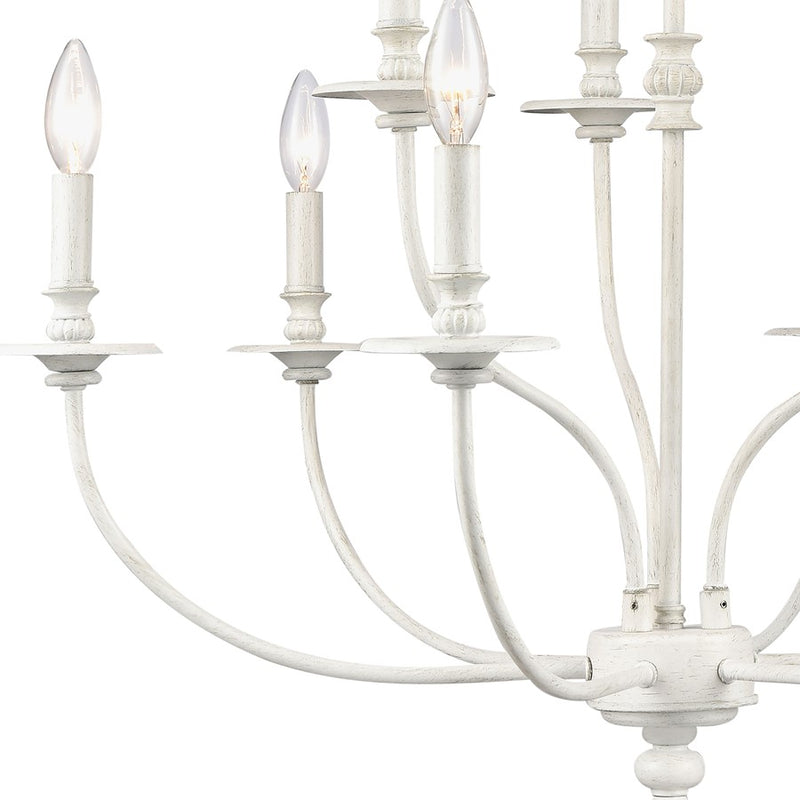Atlas Lighting Hartford 29'' Wide 9Lt Chandelier, Farmhouse White