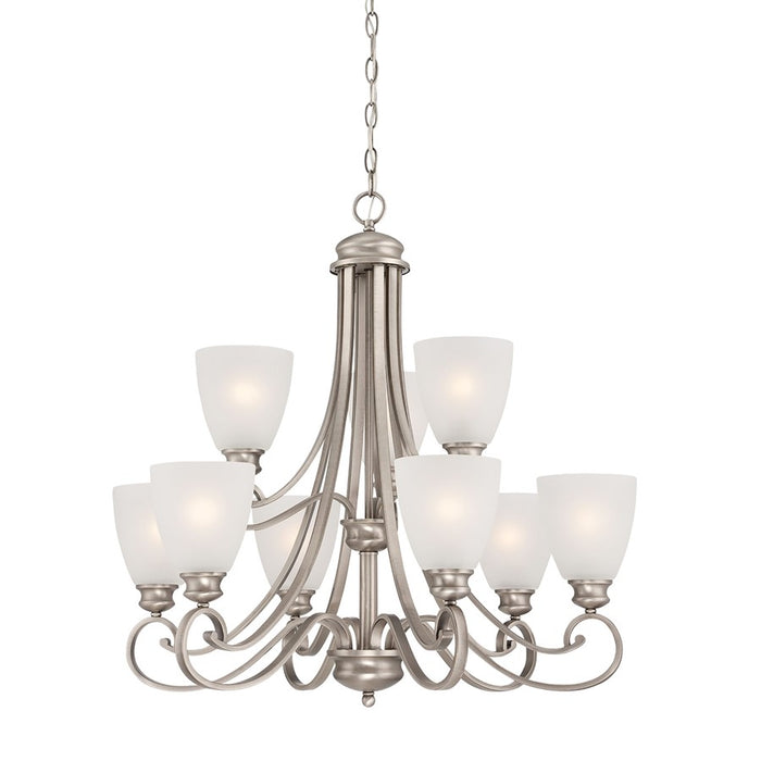 Atlas Lighting Haven 28.5'' Wide 9Lt Chandelier, Satin Pewter