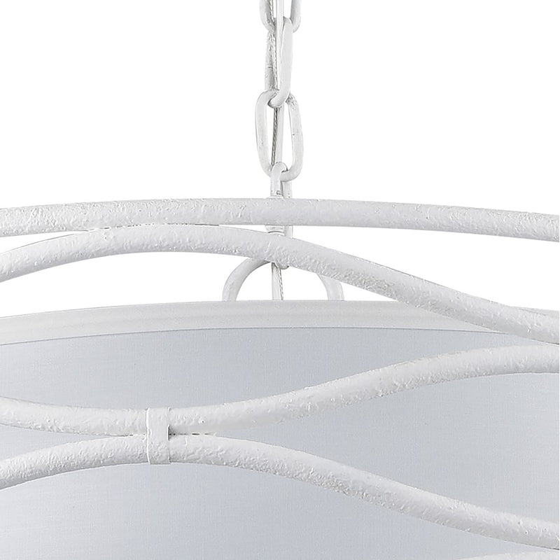 Atlas Lighting Hillcrest 24in 4-Light Chandelier | Dry White Metal and White Fabric Shade | Living Room & Hallway | 24 x 24 x 16 in | Model CL11202-WH