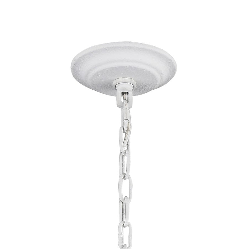 Atlas Lighting Hillcrest 24in 4-Light Chandelier | Dry White Metal and White Fabric Shade | Living Room & Hallway | 24 x 24 x 16 in | Model CL11202-WH