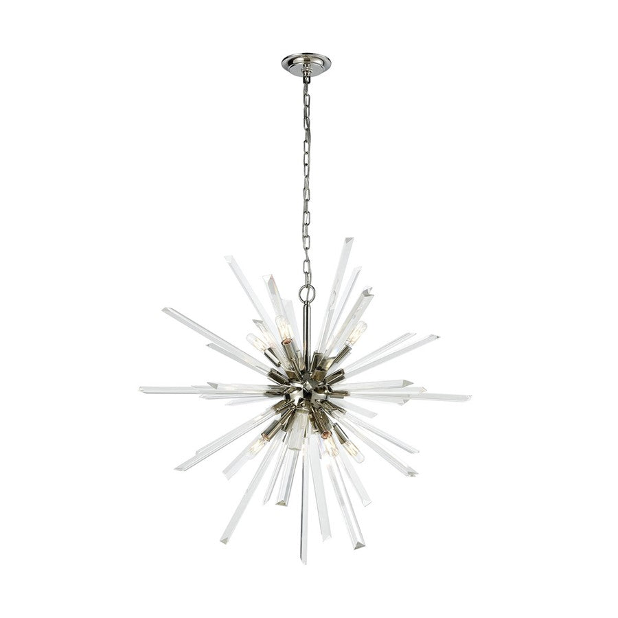 Atlas Lighting Ice Geist 33'' Wide 8Lt Chandelier, Polished Nickel