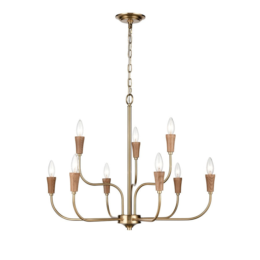 Atlas Lighting Inga 29'' Wide 9Lt Chandelier, Brass