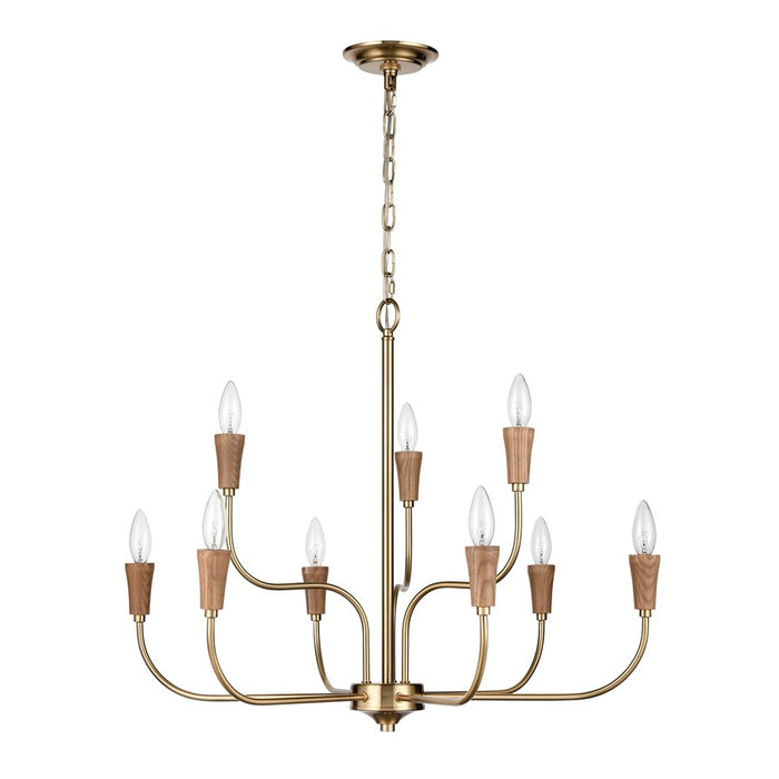 Atlas Lighting Inga 29'' Wide 9Lt Chandelier, Brass